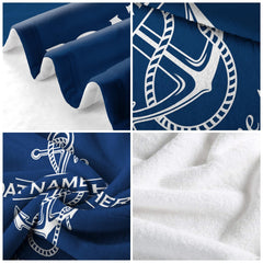 Stylized view of anchor motif flanked by dual horizontal accent stripes.