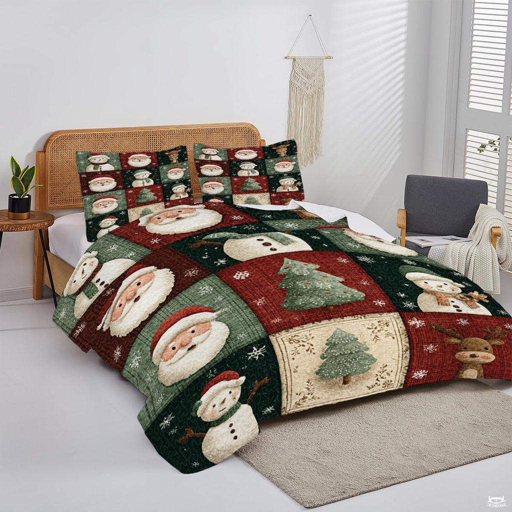 Christmas Bedding Quilt – Soft Microfiber Holiday Bedspread, Lightweight Winter Bedding, Cozy Xmas Quilts for Couch, Bedroom & Seasonal Home Decorations (Christmas Quilt-DS02)