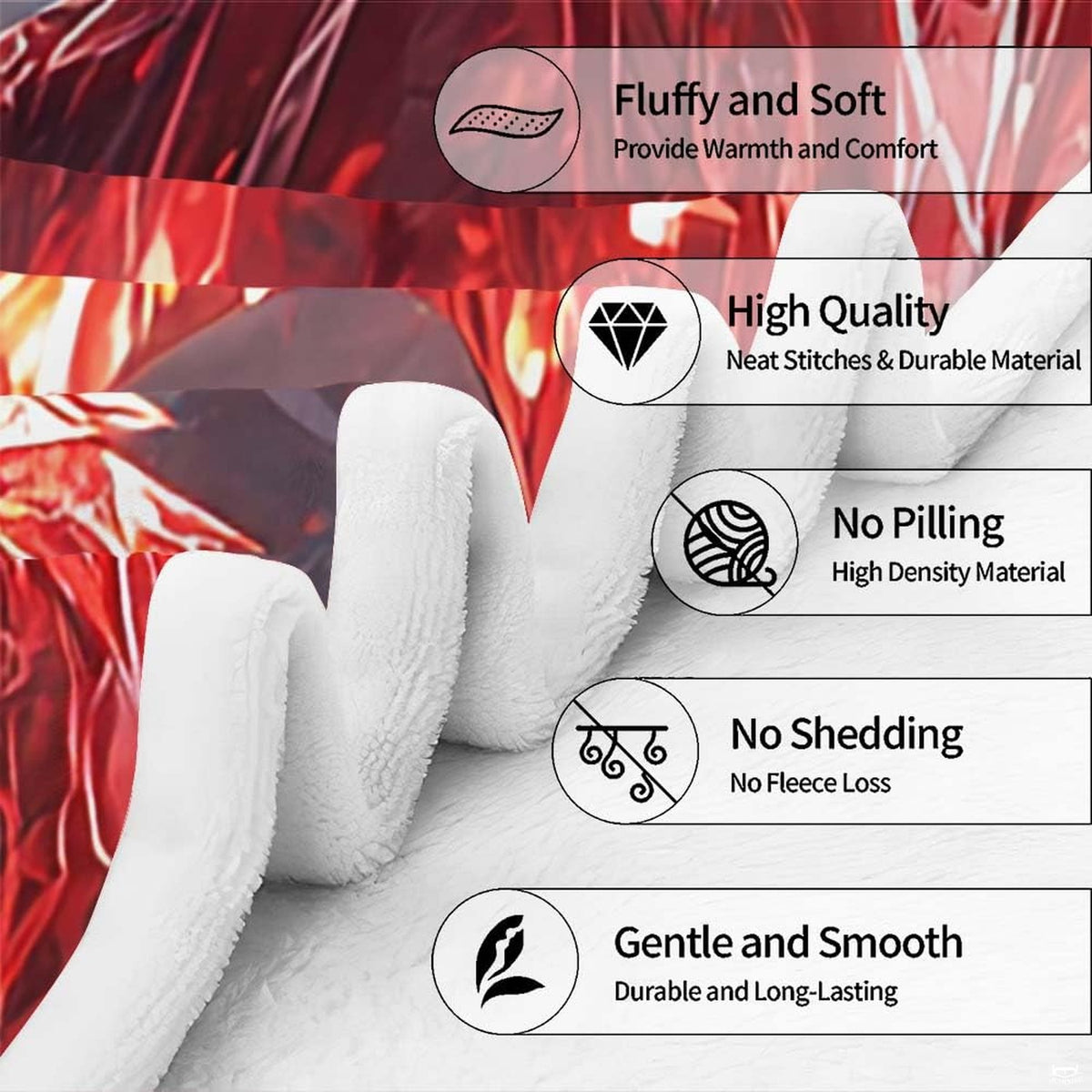 Measurement sizing chart for the ruby crystal dragon throw blanket presenting available dimension choices.