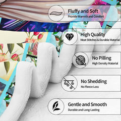Ruby hummingbird hydrangea throw blanket view 7 highlighting colorful plumage artwork and home styling