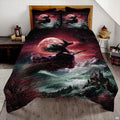 Flying witch bedding displayed in a bright bedroom
