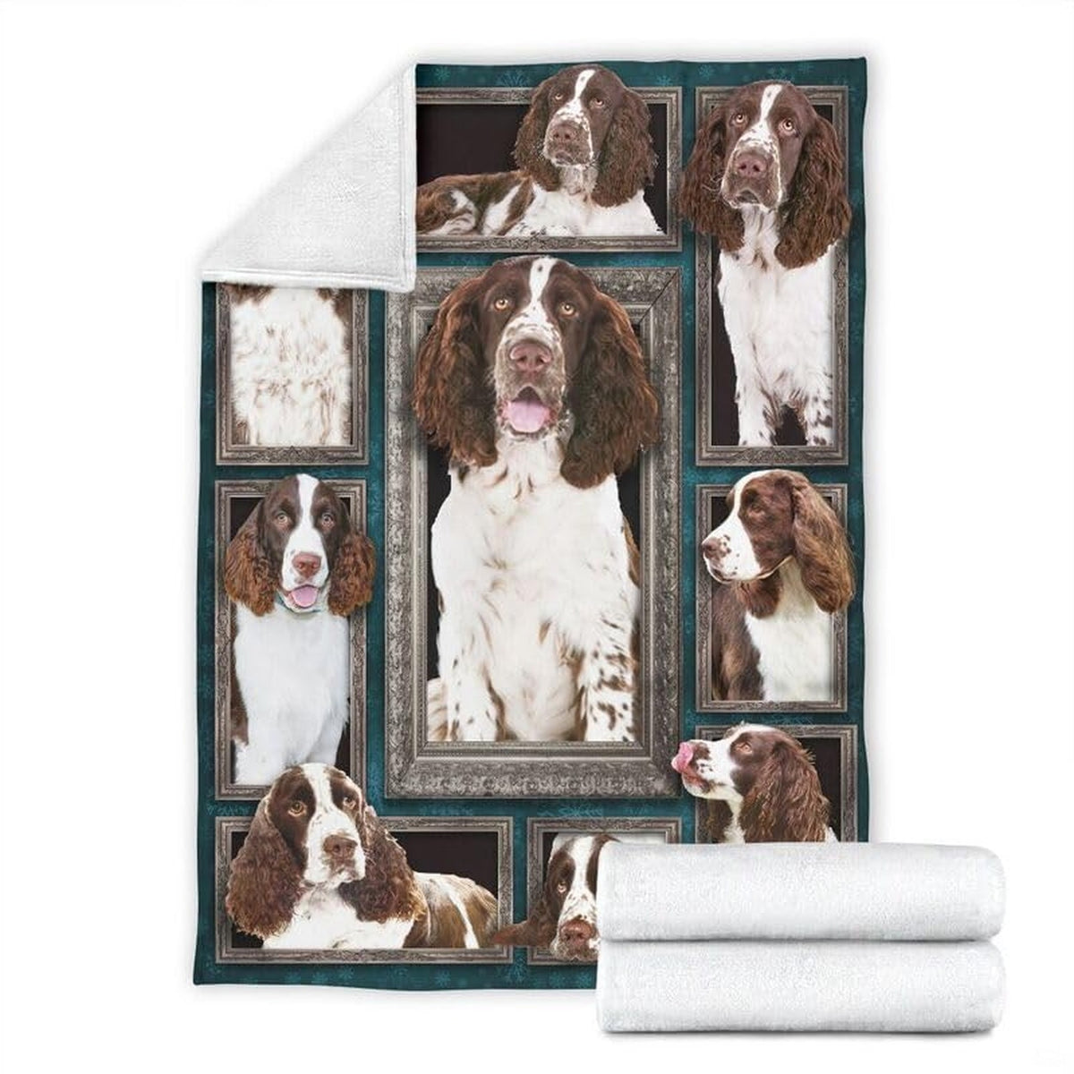 Bedroom styling with vintage canine portrait decor layered smoothly over dark wood furniture.
