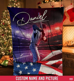 Custom Name Catcher Batter Baseball Baseball Throw, Baseball Blanket Gift Baseball Bedding Gift for Adult, Christmas New Years Gift for Baseball Player, Pitcher Gift (Baseball Design 07)