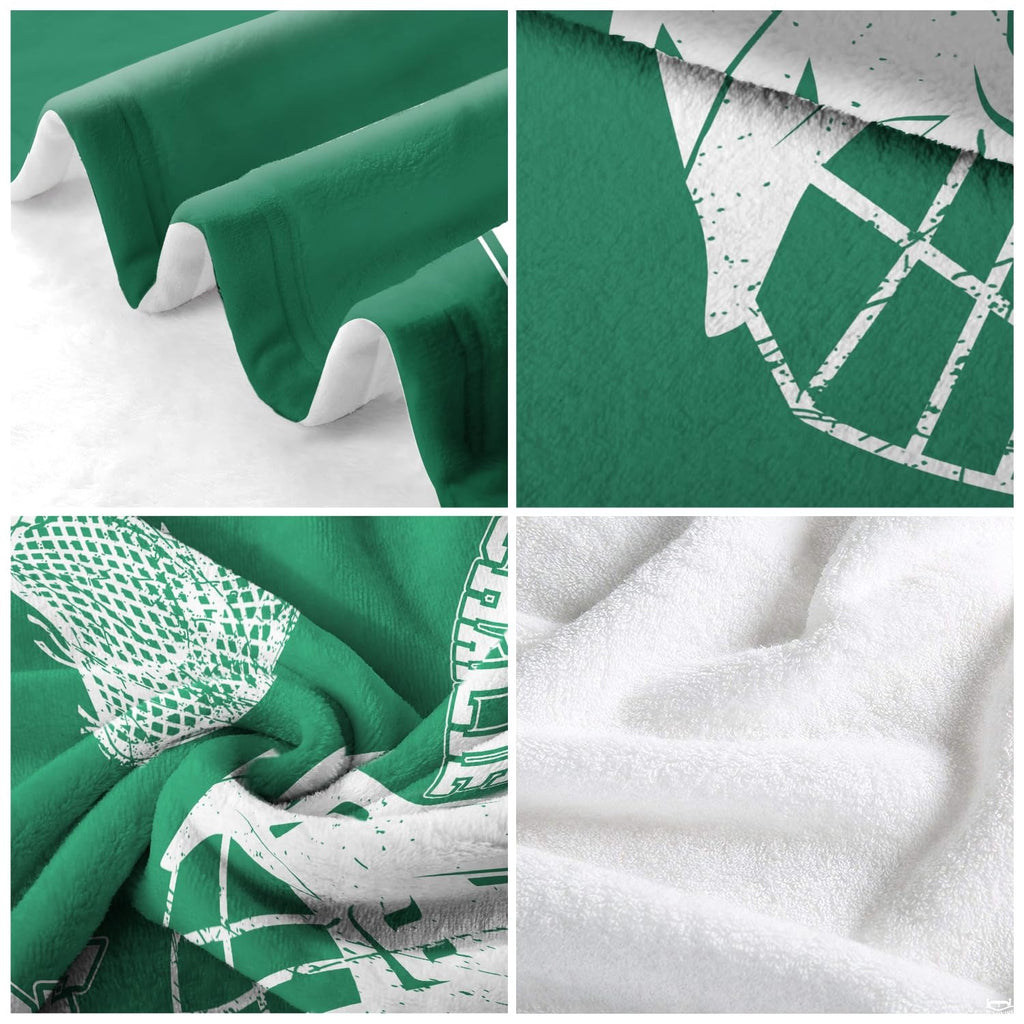 Four-panel macro graphic showing printed surface details, textile pile, and corner folds.