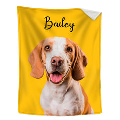 Detail of happy brown and white hound artwork on pine tree bed sheets themed bedroom setup.