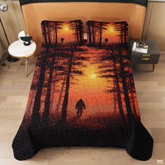 Personalized Bigfoot Forest Silhouette Quilt Sets, Machine Washable