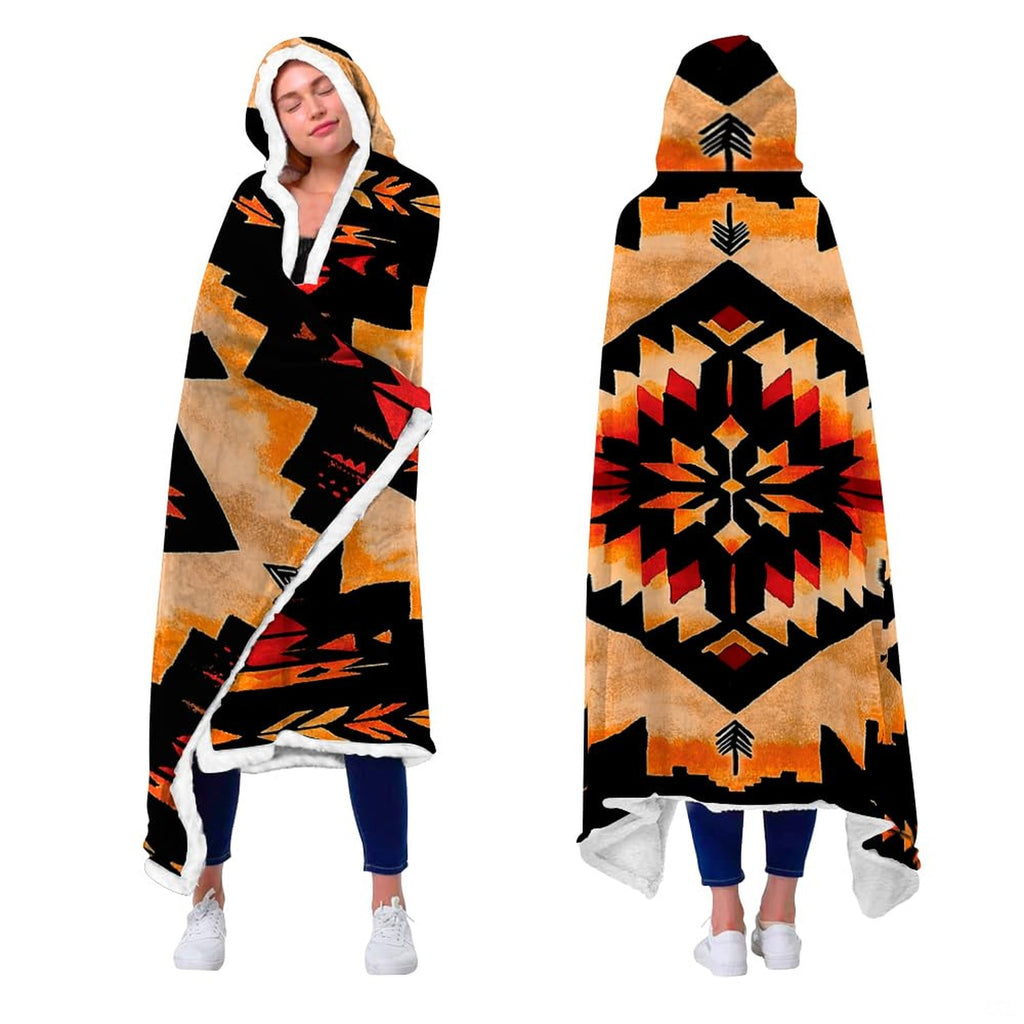Southwestern Aztec stepped diamond geometric tribal pattern in terracotta and gold, view 2.