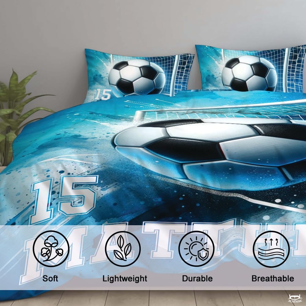 Custom Soccer Ball Goal Net Comforter Set, Machine Washabl - Design 13
