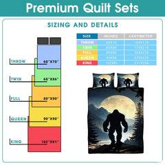 Personalized Bigfoot Silhouette Forest Night Scene Quilt Set