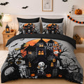 Pamnest Twin Halloween Comforter Set with Sheets, 5 Pieces Castle Bedding