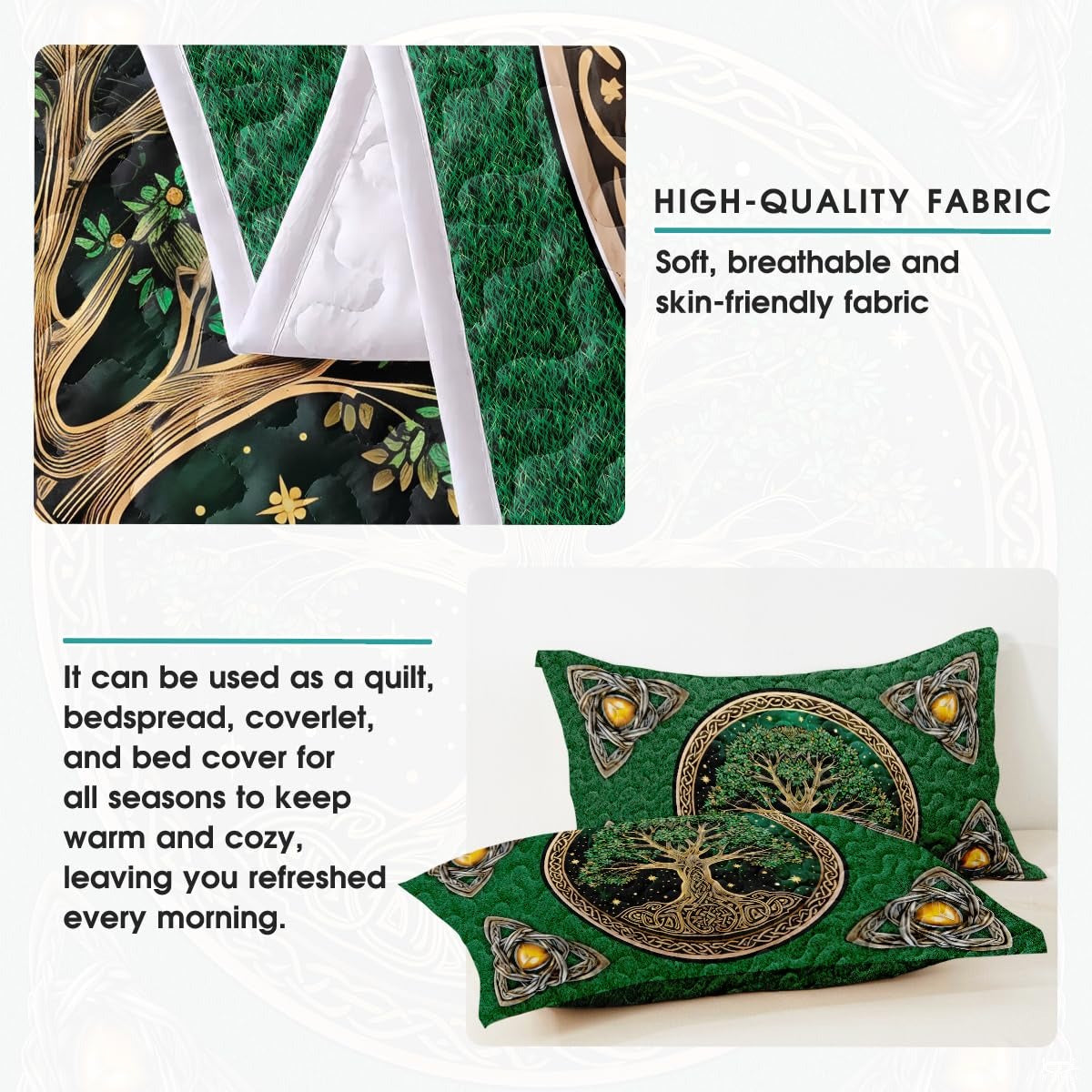 Personalized Yggdrasil Tree of Life Quilt Sets, Machine Washable