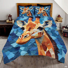 Giraffe Patchwork Style Printed Quilt, Animal Patchwork Bedding - Farmhouse Quilt Set, Premium Pattern Printed Quilts Giraffe Bedspread, Giraffe Bedding Set