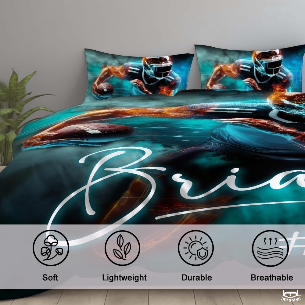Custom Football Player Running Sideways Comforter