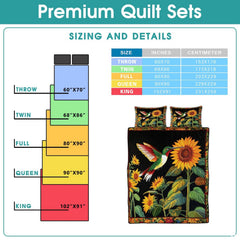 Full dark garden hummingbird bedding design beside a reference chart