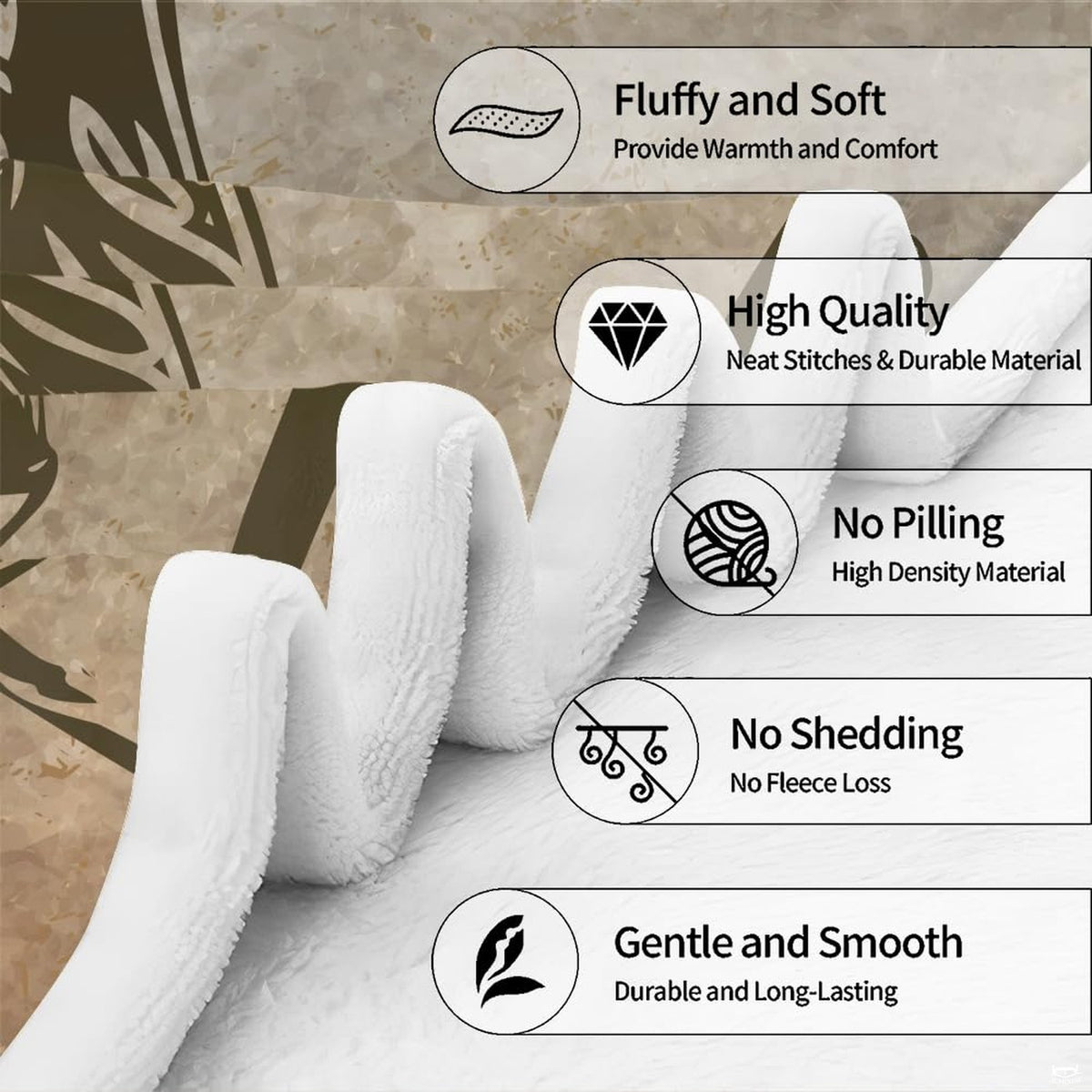 Visual diagram illustrating plush folded layers and cozy comfort detailing of the throw.