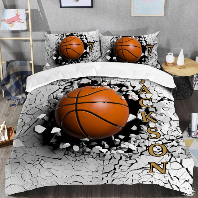 Personalized Basketball Cracked Wall Comforter with Name and Number