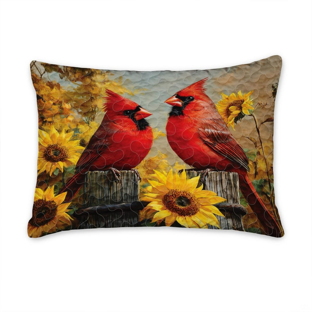 Top visual perspective of bedding set featuring blooming yellow sunflowers and autumnal foliage artwork.