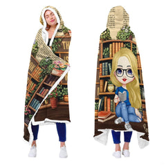 Book lover girl artwork blanket folded on reading room armchair
