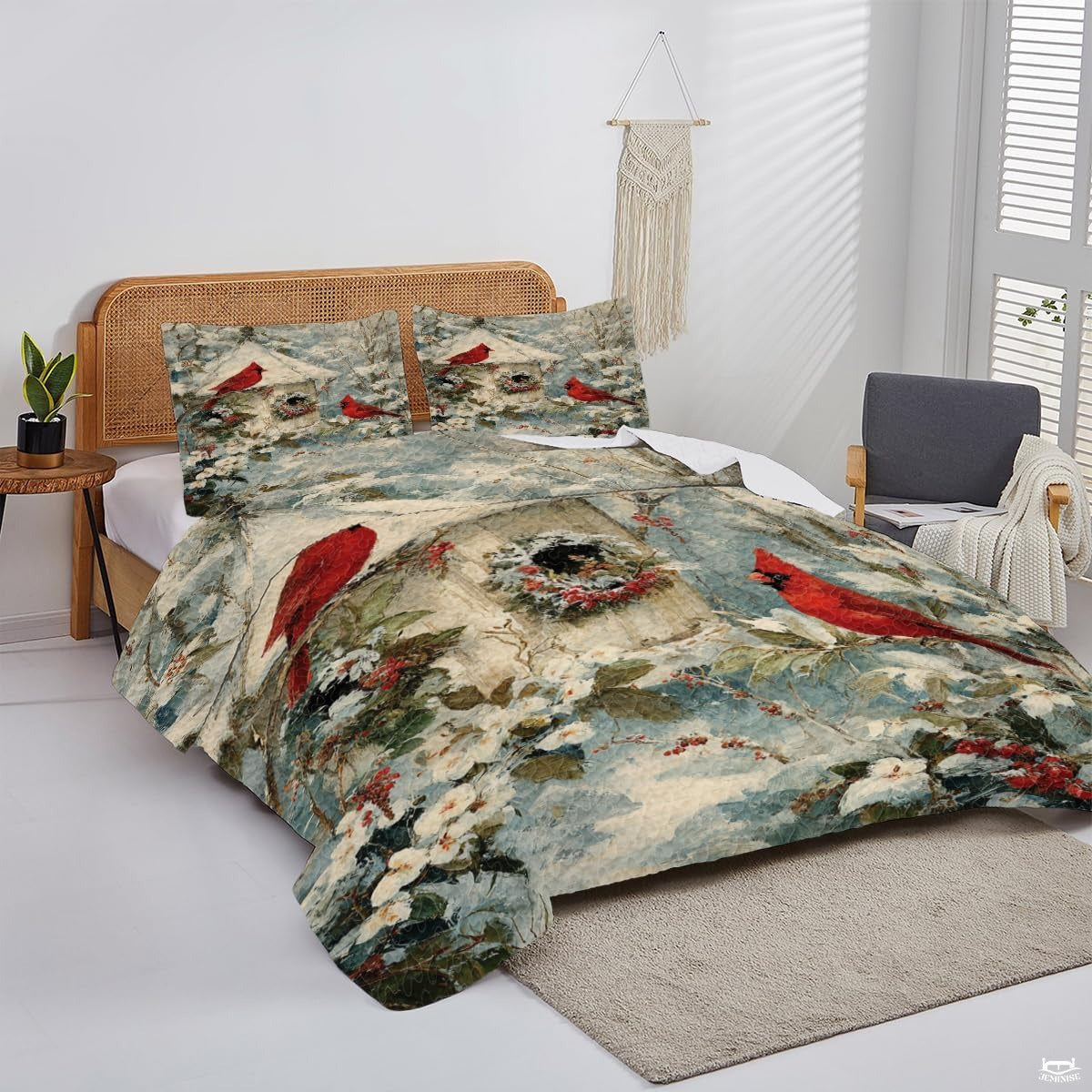 Christmas Bedding Quilt – Soft Microfiber Holiday Bedspread, Lightweight Winter Bedding, Cozy Xmas Quilts for Couch, Bedroom & Seasonal Home Decorations (Christmas Quilt-DS08)