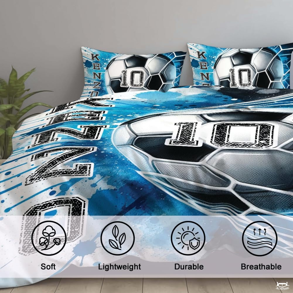 Custom Soccer Ball Goal Personalized Bedding Comforter Set