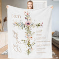 Personalized Floral Cross Christian Affirmation Blanket, Lightweight