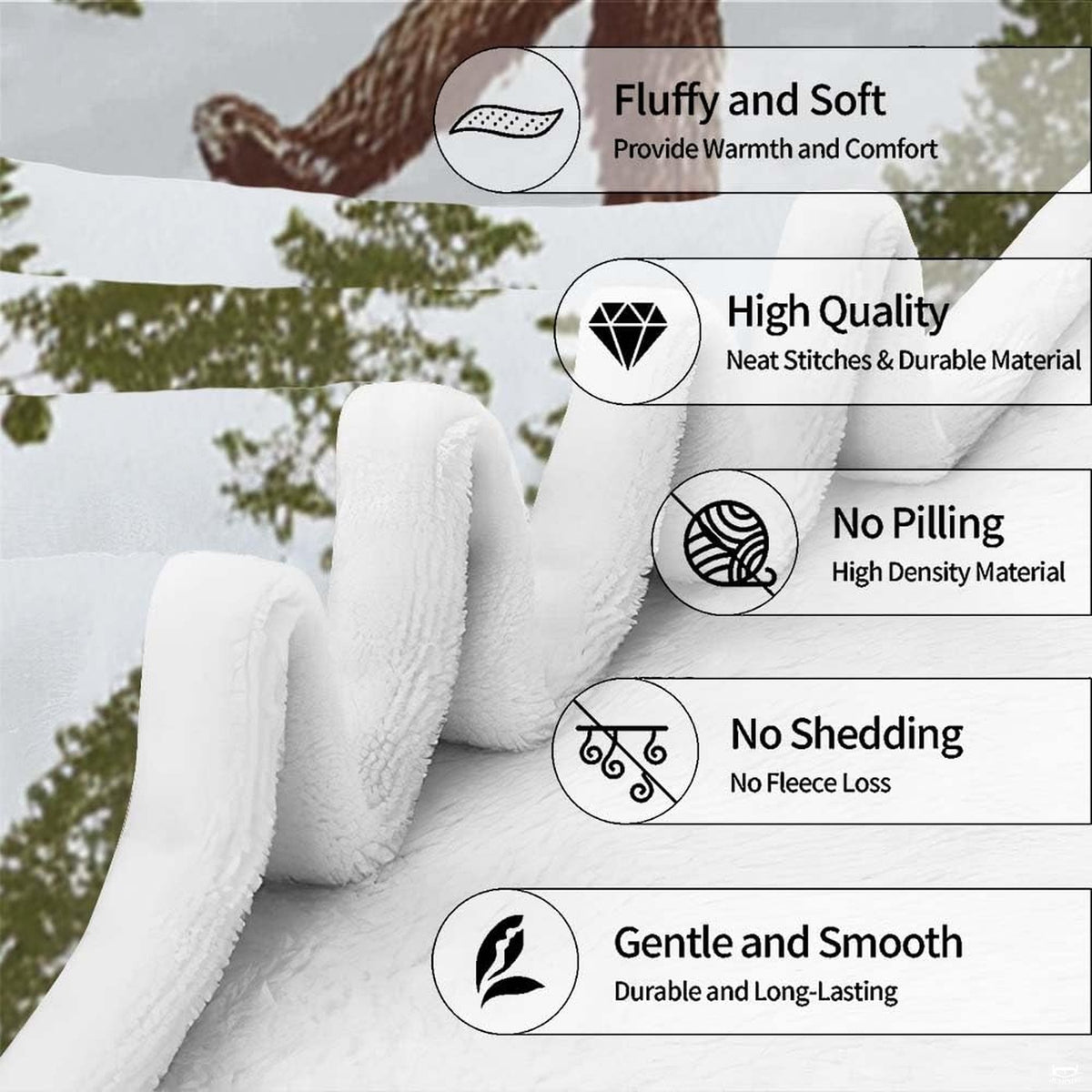 Woodland bedroom aesthetic featuring pine forest bedding with Bigfoot figures and green pines.