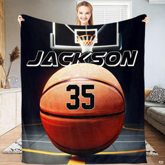 Sports bedding set overhead view showing crisp court lines and glowing arena backboard design.