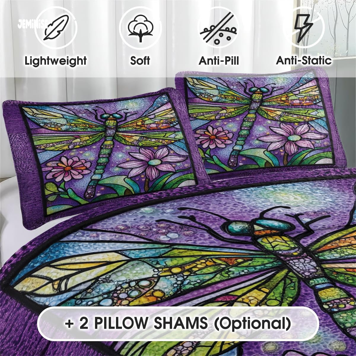 Jeminise Cat Farmhouse Quilt Set, Cozy Animal Bedding