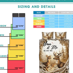 Personalized Wildlife Deer Couple in Forest Clearing Comforter with Buck