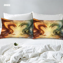 Jeminise Dragon on Cliff Comforter Set, Fantasy Bedding