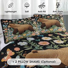 Matching pillowcase detail for woodland bedding set featuring coordinating bear family motifs