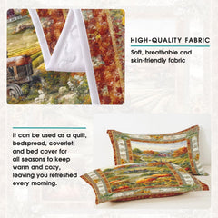 Coordinated pillow sham displaying intricate fall foliage graphics from the autumn bedding set