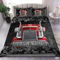 Custom Trucking Semi Truck Breaking Through Stone Wall Comforter design 1