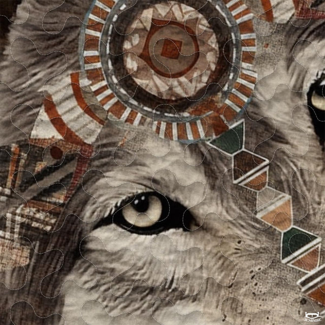 Personalized Wolf Head with Geometric Headdress Comforter