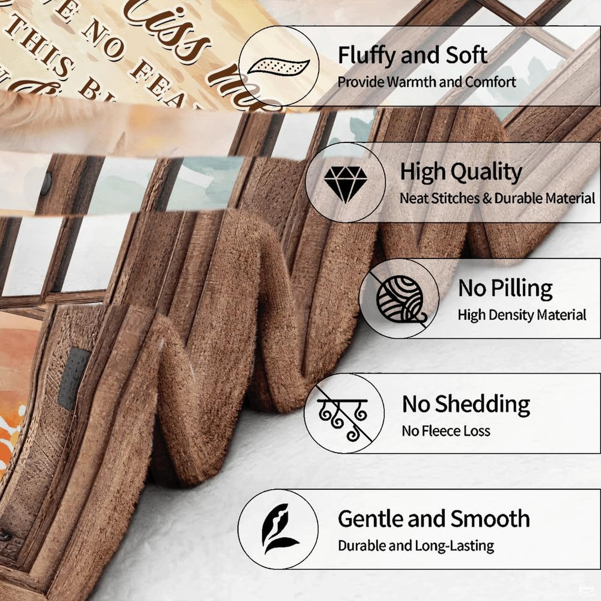 Dimensions guide and home placement diagram displaying the pet remembrance throw blanket.