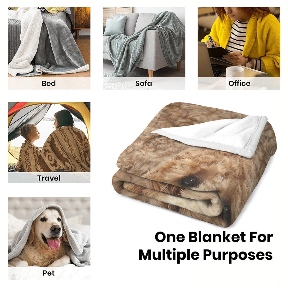 Alternative perspective of golden doodle sunflower graphic blanket