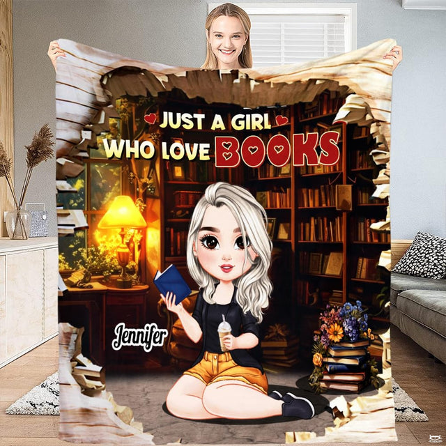 Cozy illustrated reader with silver hair in an amber library scene complementing a silver bed set with lights decor.