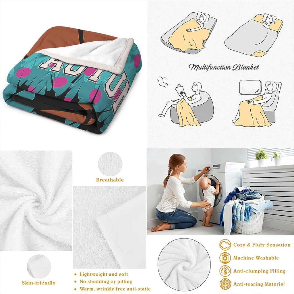 Personalized Basketball Splattered Background Blanket with Name and Number