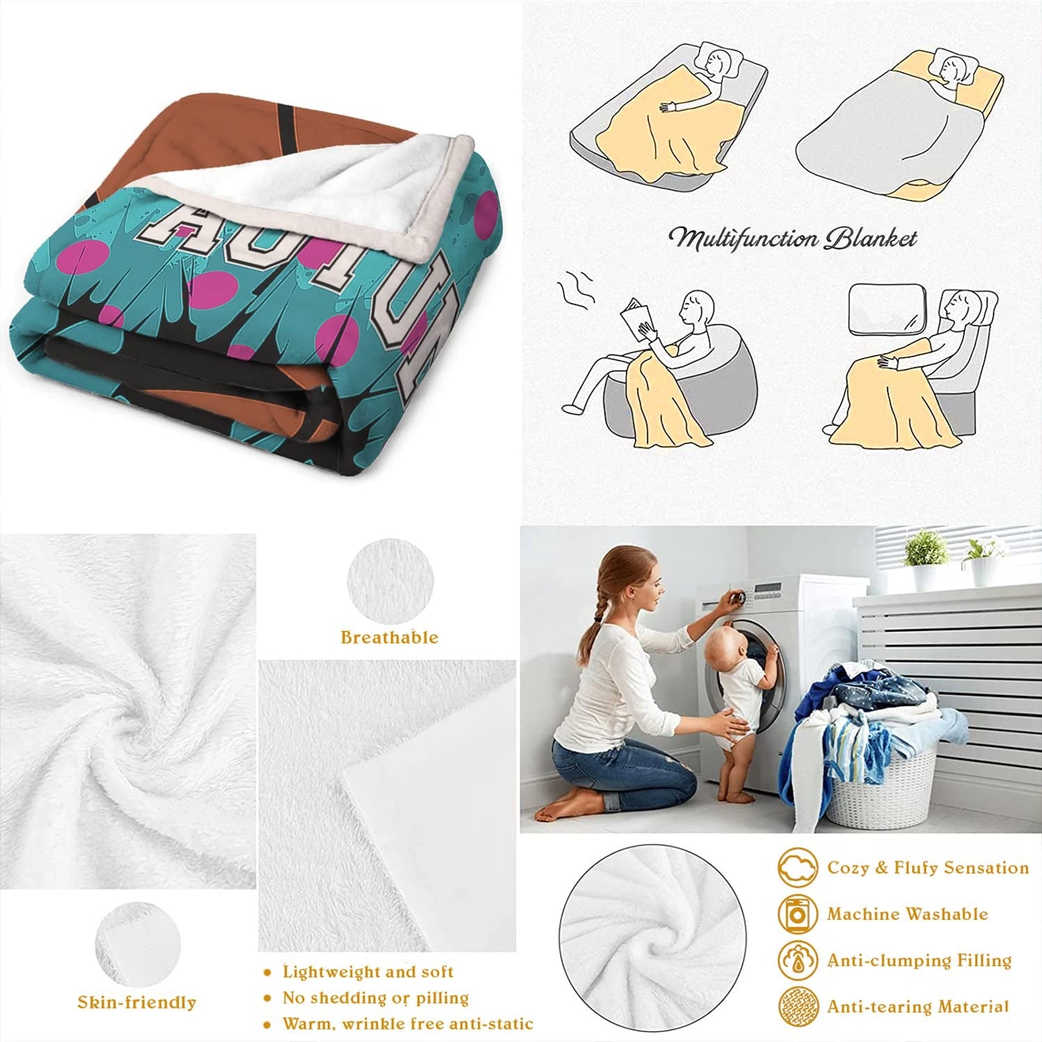 Personalized Basketball Splattered Background Blanket with Name and Number