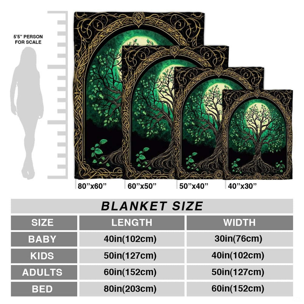 Celtic Tree of Life throw blanket styled gracefully over modern bed in earthy bohemian bedroom