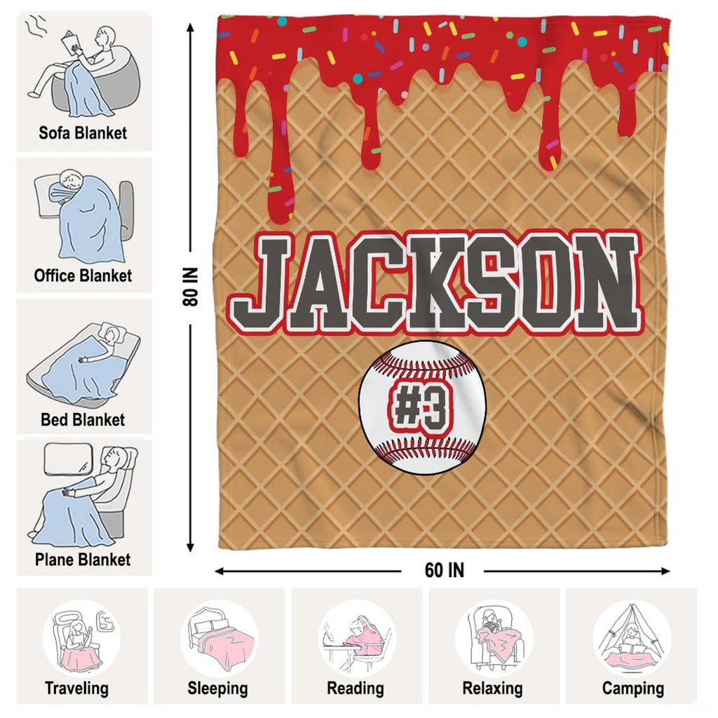 Artistic bedroom presentation displaying vibrant dessert and baseball graphic artwork in natural light.
