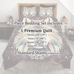 Custom Wildlife Wolf Head Close Up with Geometric Comforter