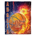 Personalized Basketball Fire and Water Splash Blanket with Name and Number
