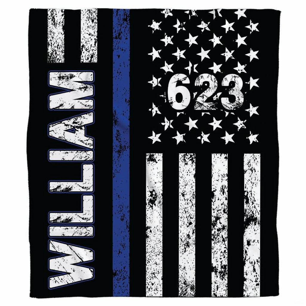 Close-up of weathered stars and blue stripe artwork from the thin bedding sets collection.