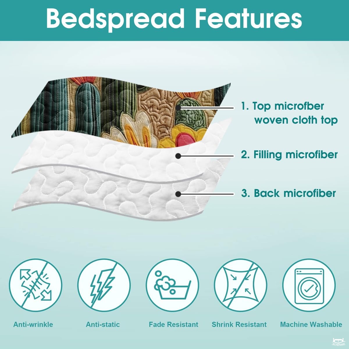 Personalized Vibrant Flowering Cactus Desert Scene Quilt Set
