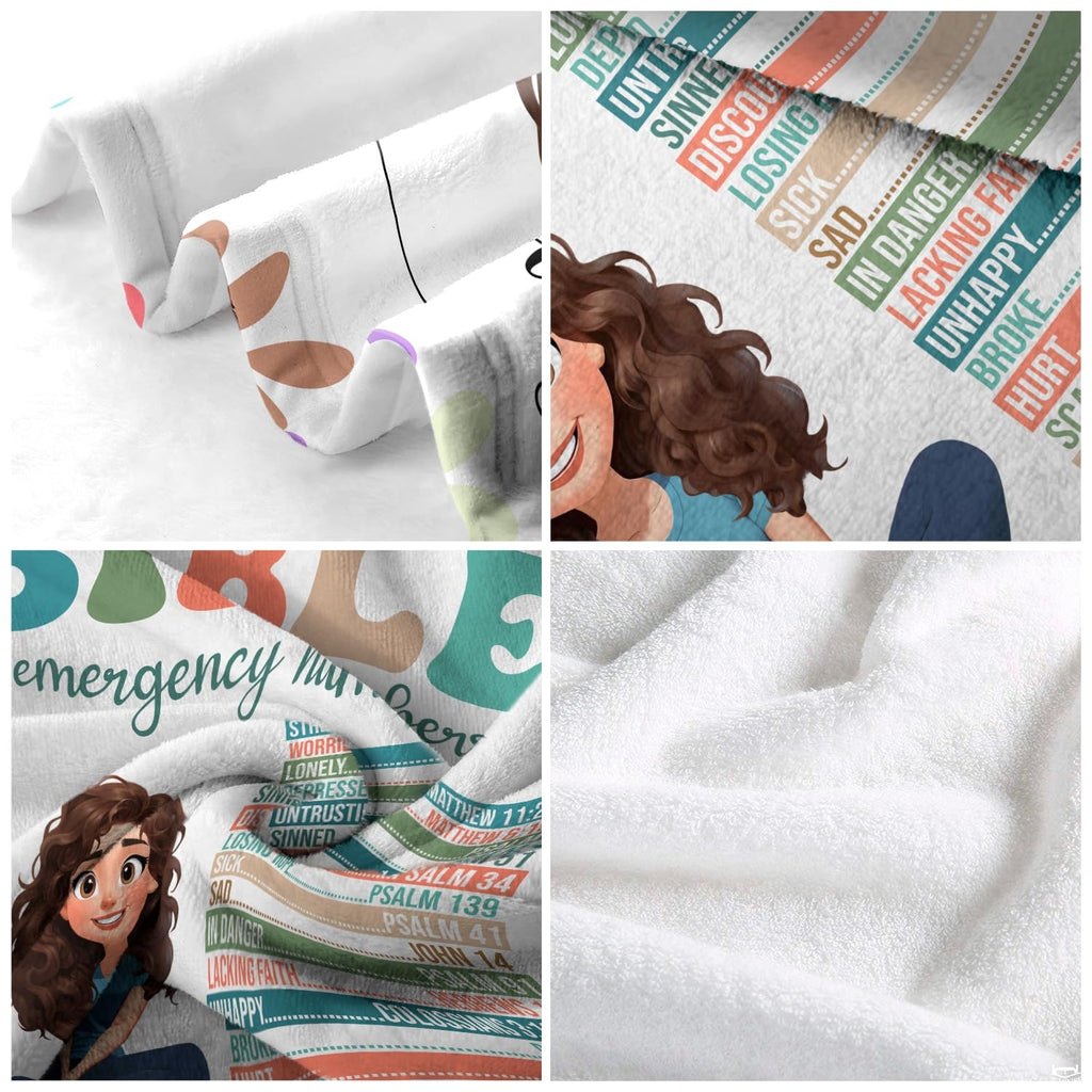 Custom Christian girl Bible emergency numbers Blanket