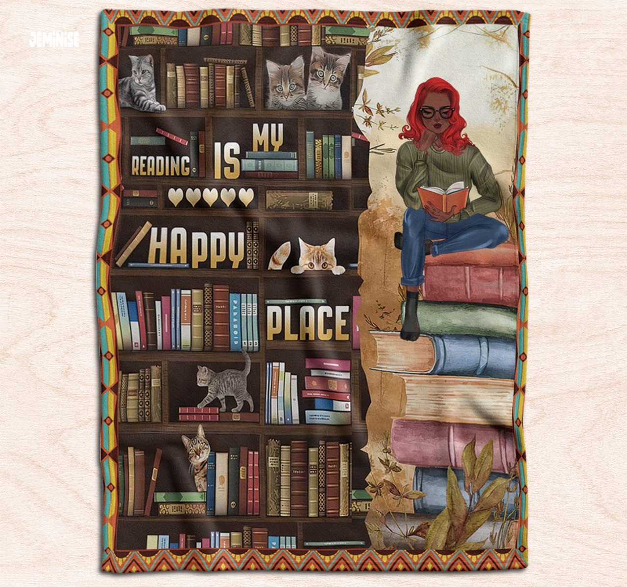 Jeminise Customized Reading Blanket for Book Lovers, Personalized Daughter Gift