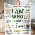 I Am Who He Says I Am Christian Scripture Blanket – Inspirational Bible Verse Faith Gift