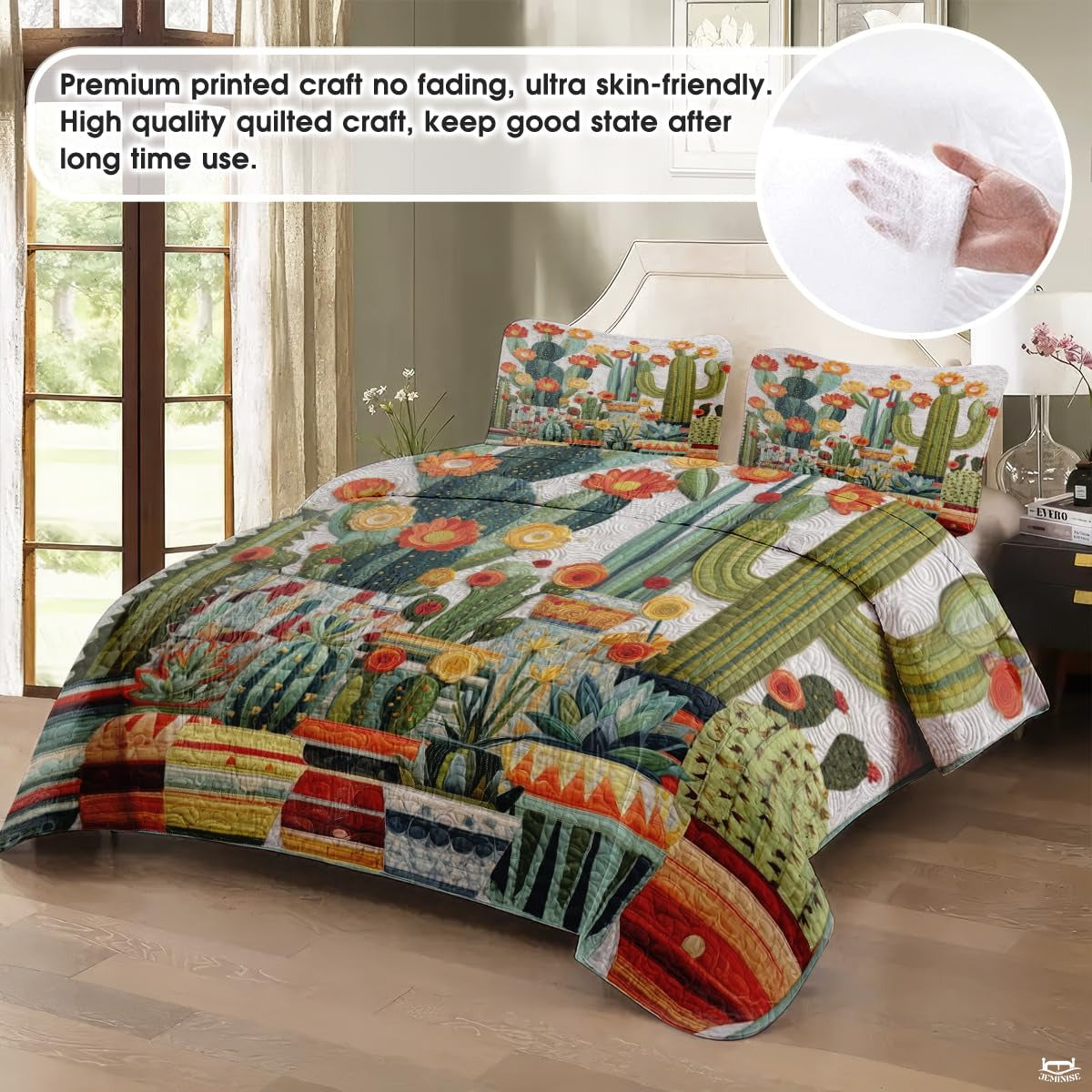 Personalized Flowering Cactus & Succulent Garden Quilt Set