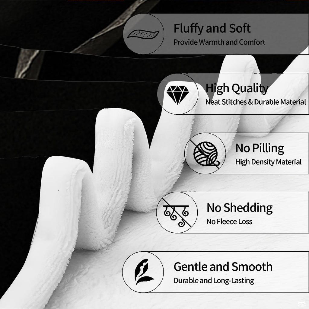 Comfort diagram illustrating plush fold textures and quality highlights of the throw.
